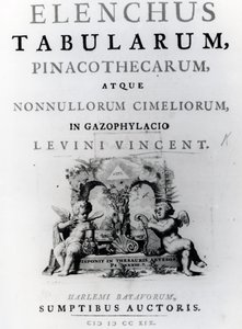 Page de titre pour Elenchus Tabularum par Levinus Vincent, publié en 1719
