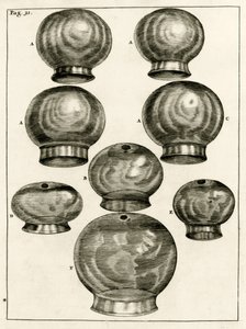 Divers verres à ventouses, de Exercitationes Practicae circa Medendi Methodum par Frederik Dekkers, 1694 - Dutch School