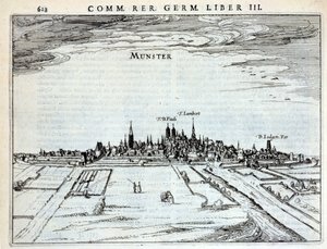 Vue de la ville de Münster, de Rerum Germanicarum, par P. Bertin, Amsterdam 1616 - Dutch School