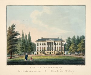 Vue de Broekhuisen. Façade du Château - Dutch School