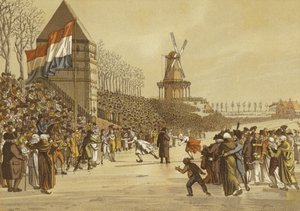 Courses de patinage féminin, Leeuwarden, Pays-Bas, 1805 - Dutch School