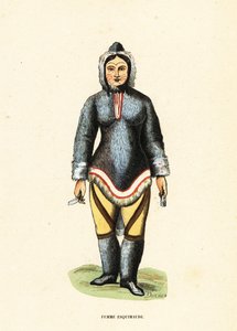 Femme inuit avec des tatouages faciaux, rivière Mackenzie, Yukon, Canada - Duverger Duverger