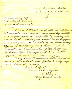 Lettre de E. A. Carr, Helena, Arkansas, au commandant des forces navales américaines près de Helena, Arkansas, 2 octobre 1862