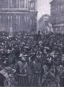 Les CIVs descendant Ludgate Hill, en route vers la Maison de la Masion à la gare de Waterloo, illustration de l