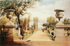 Vue dans les jardins, Westfield House, Île de Wight, de 
