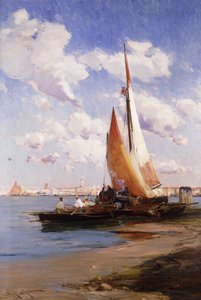 Bateaux de pêche avec la Rivere degli Schiavoni, Venise