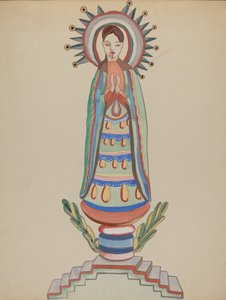Nouveau-Mexique, Bulto, figure en bois polychrome