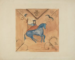 Saint Georges peint sur peau de daim, 1935-1942 - E. Boyd