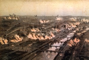Panorama des incendies à Paris pendant la Commune, mai 1871