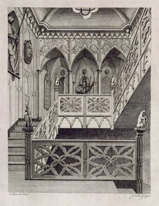 Escalier à Strawberry Hill, gravé par J. Newton, de 