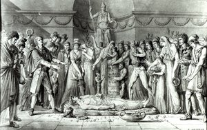 Les funérailles de Jean Paul Marat (1743-93) dans la chapelle du Club des Cordeliers, 16 juillet 1793, c.1793 - E. Le Sueur