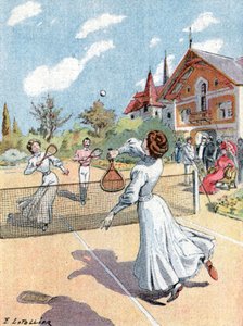 Tennis, c.1910 (illustration) - E. Letellier