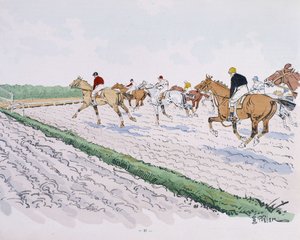 Courses de chevaux - dessin de Thelem - E. Thelem