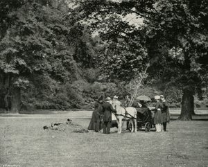 Sa Majesté plantant un arbre dans les jardins du palais de Buckingham en mémoire du jubilé, juin - E. and S. Woodbury