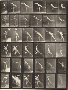 Planche Numéro 523. A: Donner un coup. B, E: Lancer un disque. C, F: Soulever une pierre de 75 lb - Eadweard Muybridge