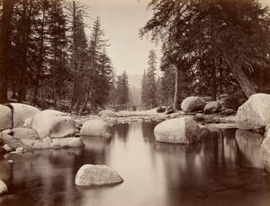 Clark  Moore, rivière Merced, Yosemite - Eadweard Muybridge