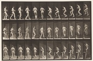 Planche 103. Tourner et monter des escaliers, pichet et gobelet en mains, 1872-1885 - Eadweard Muybridge