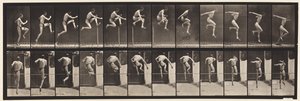 Saut; saut en hauteur en course (chaussures) - Eadweard Muybridge