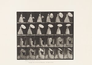 Planche 38. Marche, ouvrant un parasol - Eadweard Muybridge