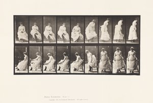 Planche 422. Toilette ; Mettre des chaussures et se lever de la chaise, 1885 - Eadweard Muybridge