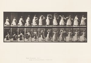 Planche 424. Toilette ; Se lever de la chaise et mettre un châle, 1885 - Eadweard Muybridge