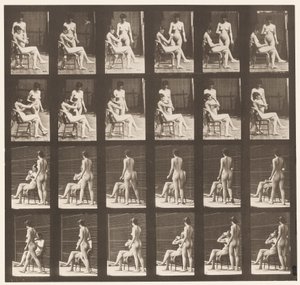 Planche 451. Deux modèles, 8 apporte une tasse de thé, 1 prend la tasse et boit - Eadweard Muybridge