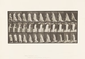 Planche 97. Tourner pour monter les escaliers, avec pichet et gobelet dans les mains - Eadweard Muybridge