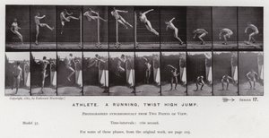 La figure humaine en mouvement : Athlète, saut en hauteur avec torsion - Eadweard Muybridge