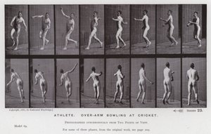 La figure humaine en mouvement : Athlète, lancer par-dessus le bras au cricket - Eadweard Muybridge
