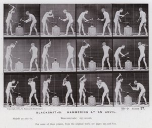 La figure humaine en mouvement : Forgerons, martelant une enclume - Eadweard Muybridge