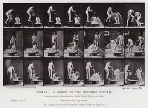 La figure humaine en mouvement : Femme, un choc pour le système nerveux (photo n/b) - Eadweard Muybridge