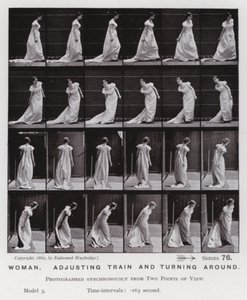 La figure humaine en mouvement : Femme ajustant sa traîne et tournant autour - Eadweard Muybridge