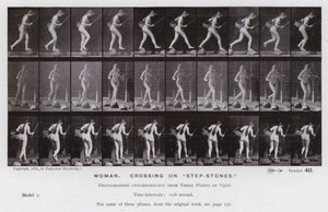 La Figure Humaine en Mouvement : Femme, traversant sur des "pierres de gué" - Eadweard Muybridge