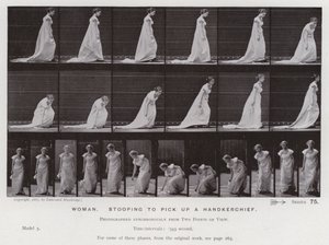 La figure humaine en mouvement : Femme, se penchant pour ramasser un mouchoir - Eadweard Muybridge