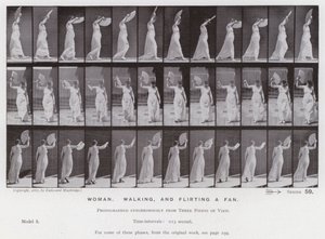 La Figure Humaine en Mouvement : Femme, marcher et agiter un éventail - Eadweard Muybridge