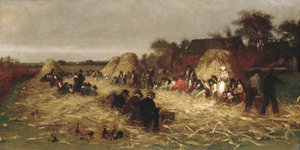 Épluchage de maïs à Nantucket, ca. 1875