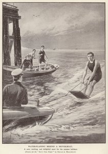 Planche à eau derrière un bateau à moteur - Edgar Alfred (after) Holloway