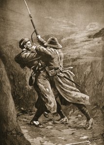 Le soldat Lavin aux prises avec un bombardier turc dans une sape britannique à la baie de Suvla, Gallipoli