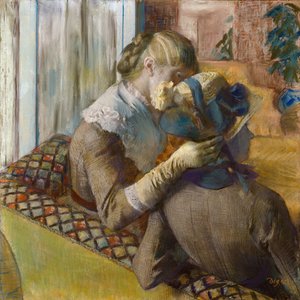 Chez le modiste. Un client essayant un chapeau - Edgar Degas