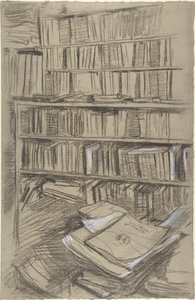 Étagères de livres, étude pour « Edmond Duranty » - Edgar Degas