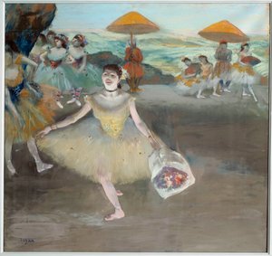 Danseuse avec le bouquet saluant sur scène - Edgar Degas