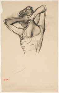 Danseuse arrangeant ses cheveux; demi-figure de profil à gauche, vue de dos - Edgar Degas