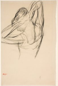 Danseuse se coiffant; demi-figure en profil vers la gauche, vue de dos - Edgar Degas