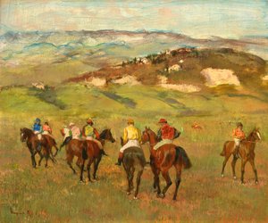 Jockeys à cheval devant des collines lointaines, 1884 - Edgar Degas
