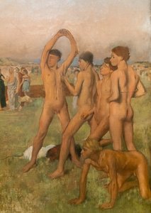 Petites filles spartiates provoquant des garçons (détail) - Edgar Degas