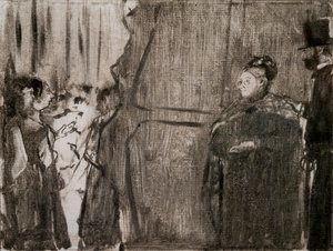 Rencontre de Ludivic Halevy et Madame Cardinal dans les coulisses. Vers 1876-1877 - Edgar Degas