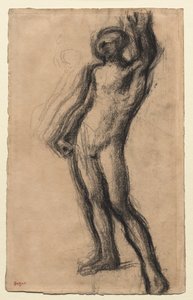 Homme nu debout, avec la main gauche levée, vers 1900 - Edgar Degas
