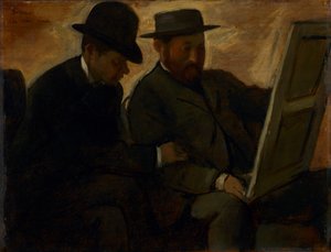 Paul Lafond et Alphonse Cherfils examinant une peinture, c.1878-1880