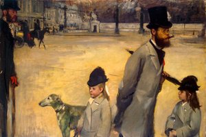 Place de la Concorde, le vicomte Lepic et ses filles traversant la place de la Concorde, 1875 - Edgar Degas