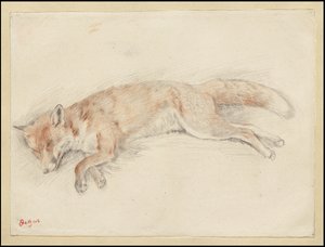 Étude pour "Renard mort dans la forêt", vers 1861-64